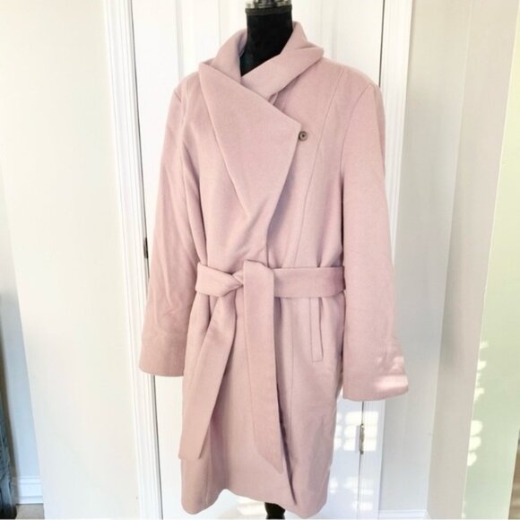 Cole Haan Slick Wrap Wool Blend Coat In Dusty Rose size 2X - Picture 2 of 14